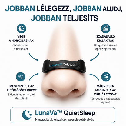 LunaVa™ QuietSleep | Fejlett horkoláscsökkentő megoldás (30 tapasz ajándékba)